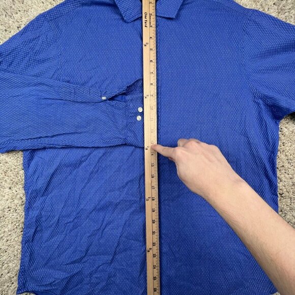 Polo Ralph Lauren Shirt Large Blue Geometric Print Button Up Long Sleeve Mens - Picture 5 of 8